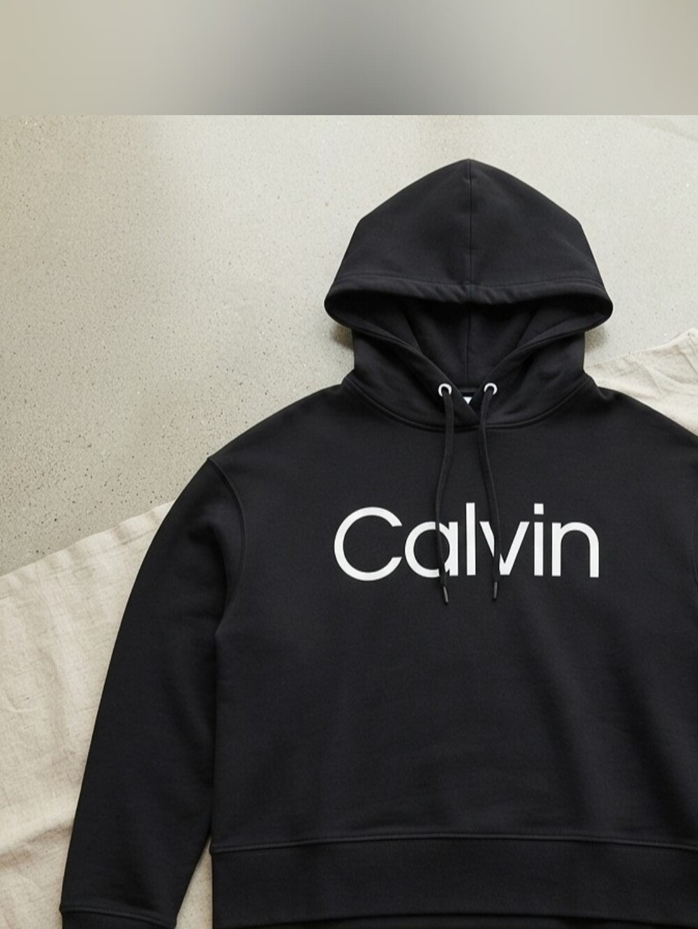Calvin Klein Women's Performance Black Semi Cropped Graphic Logo Fleece Hoodie